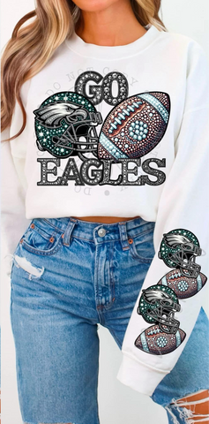 GO Eagles Turquoise Rhinestones w Sleeve