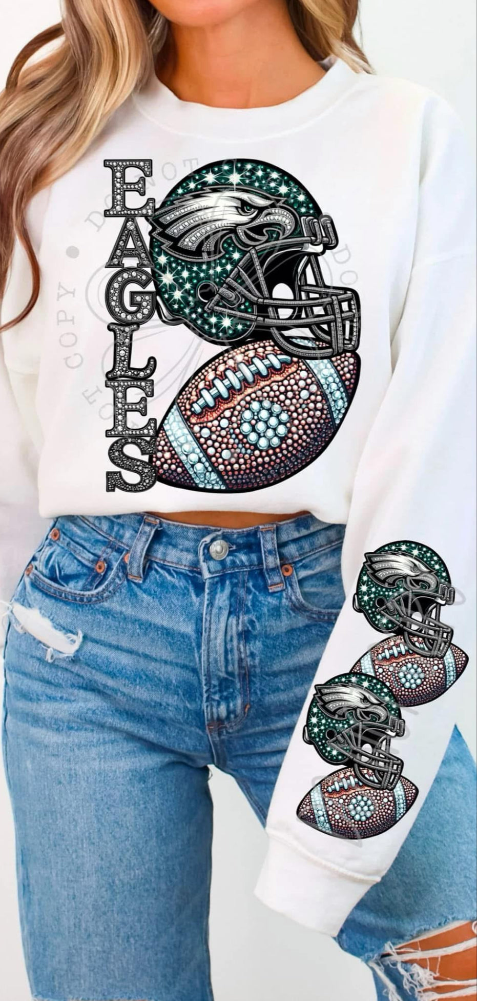 Eagles Turquoise Rhinestones w Sleeve