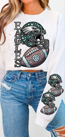 Eagles Turquoise Rhinestones w Sleeve