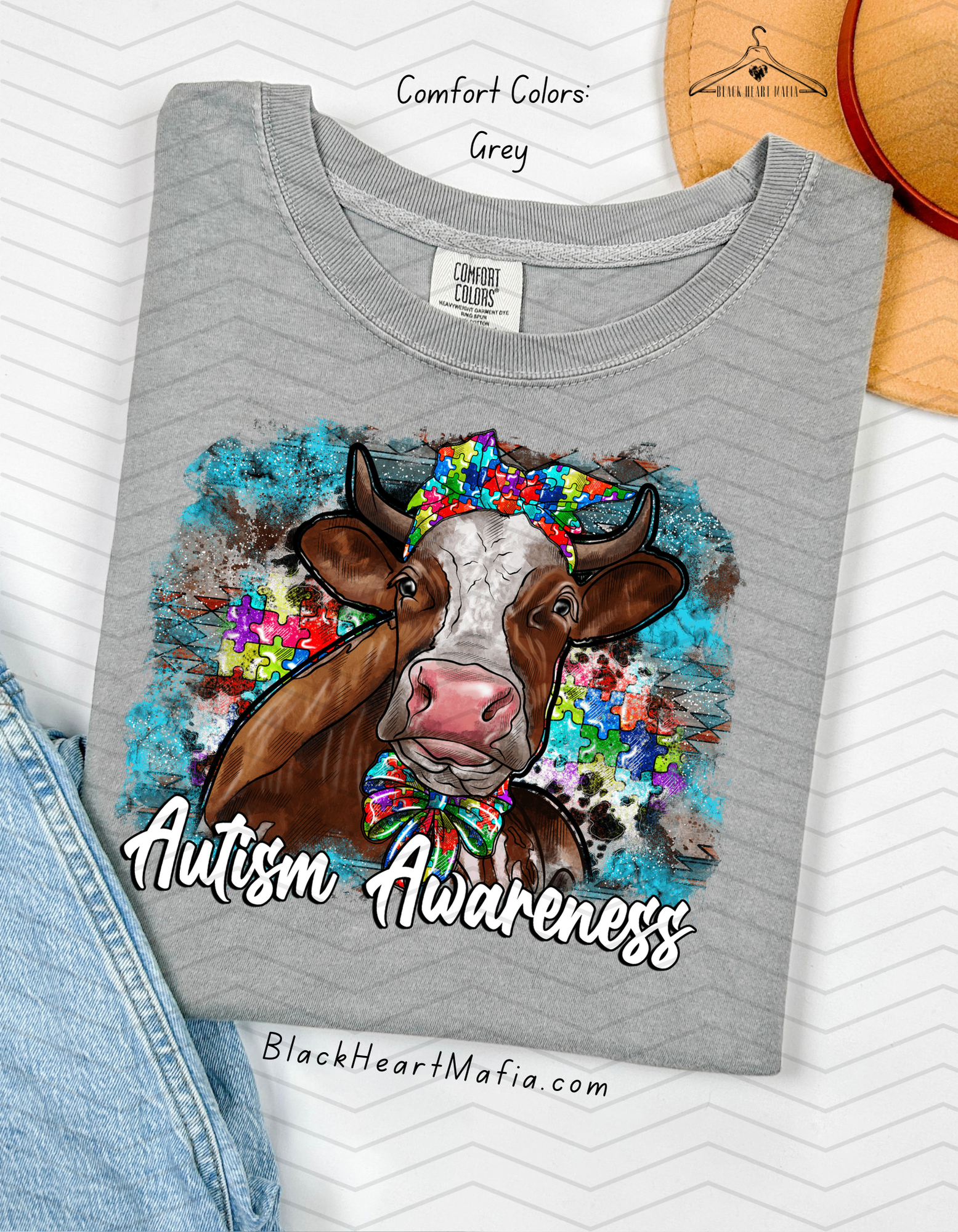 Autism Awareness Flower Cow