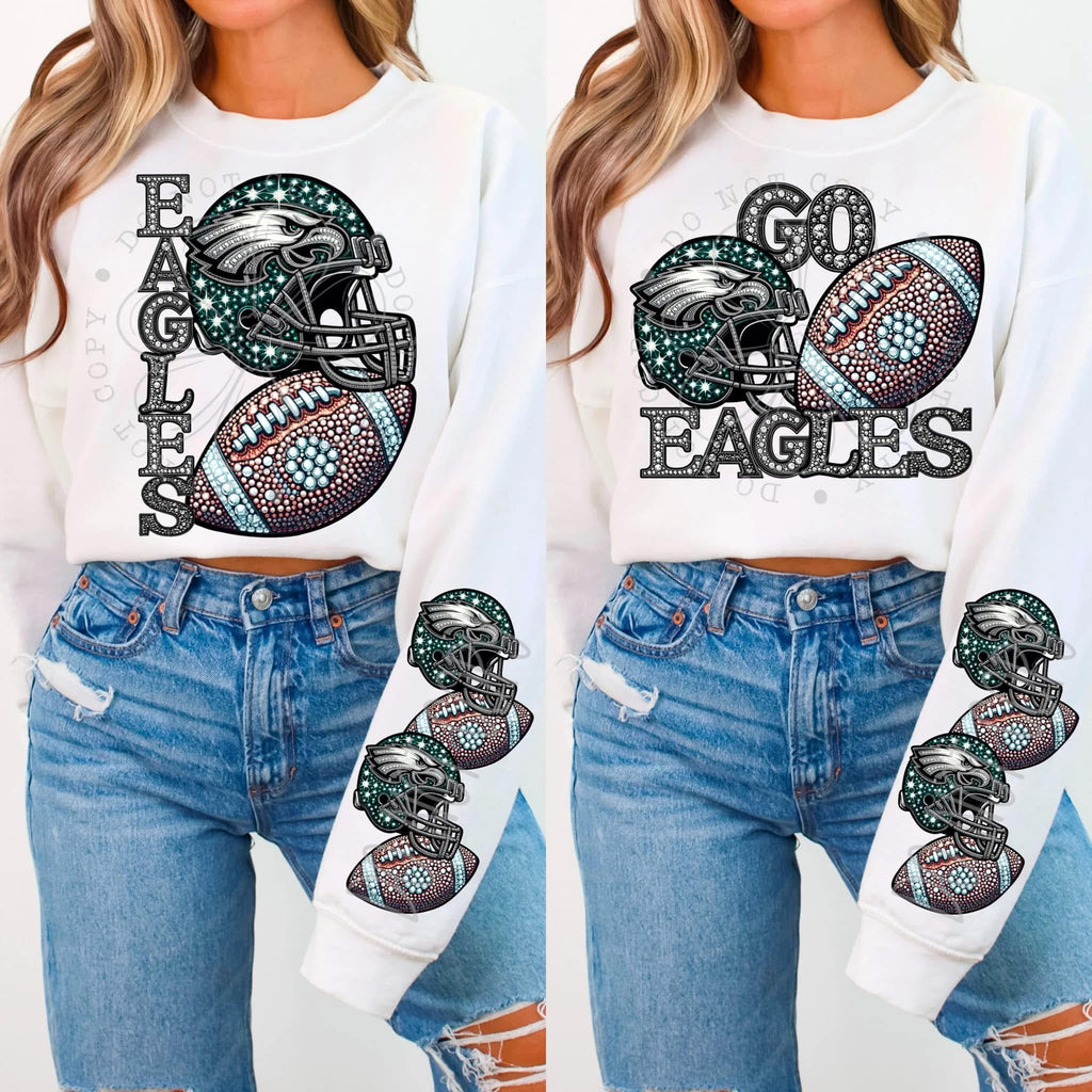 Eagles Turquoise Rhinestones w Sleeve