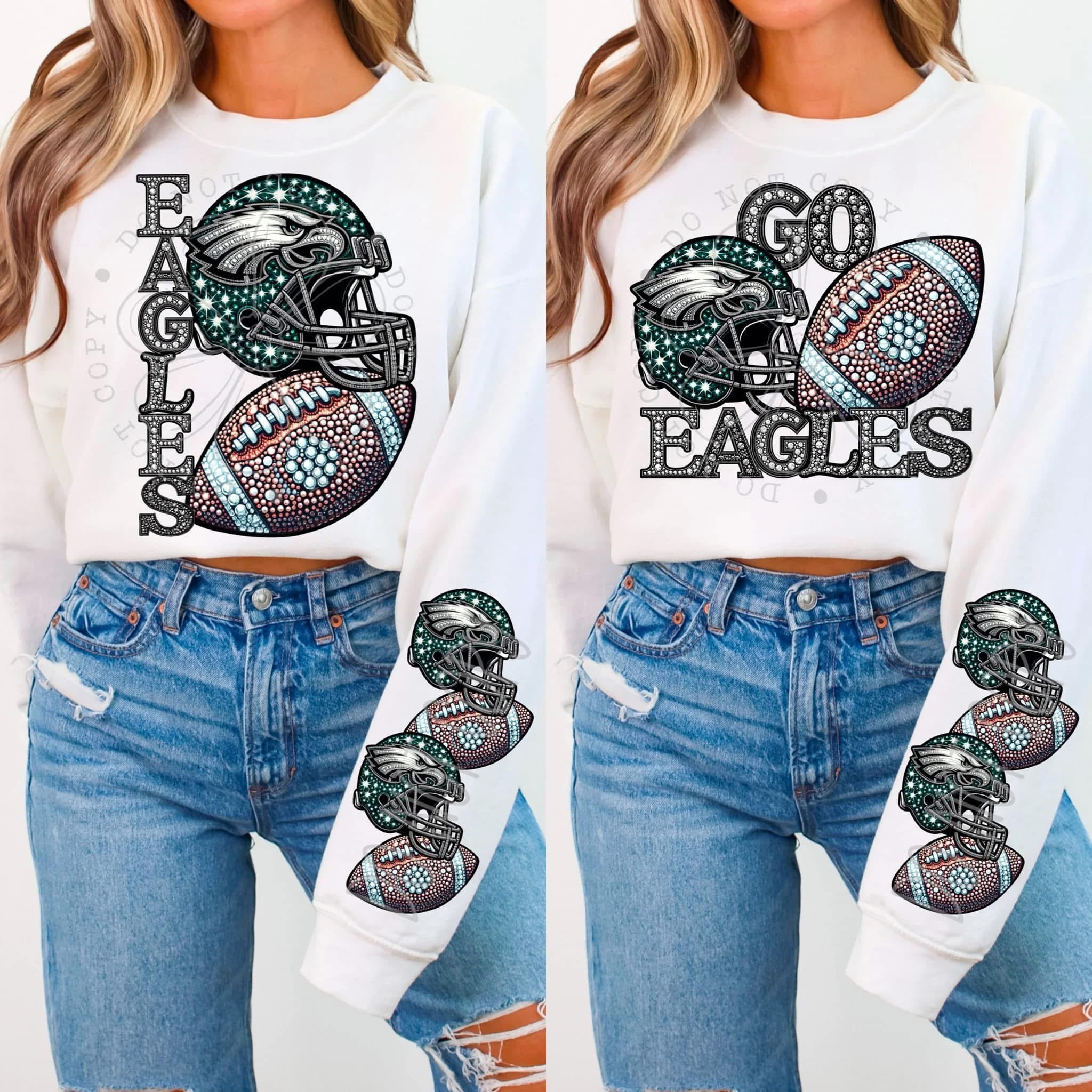 Eagles Turquoise Rhinestones w Sleeve