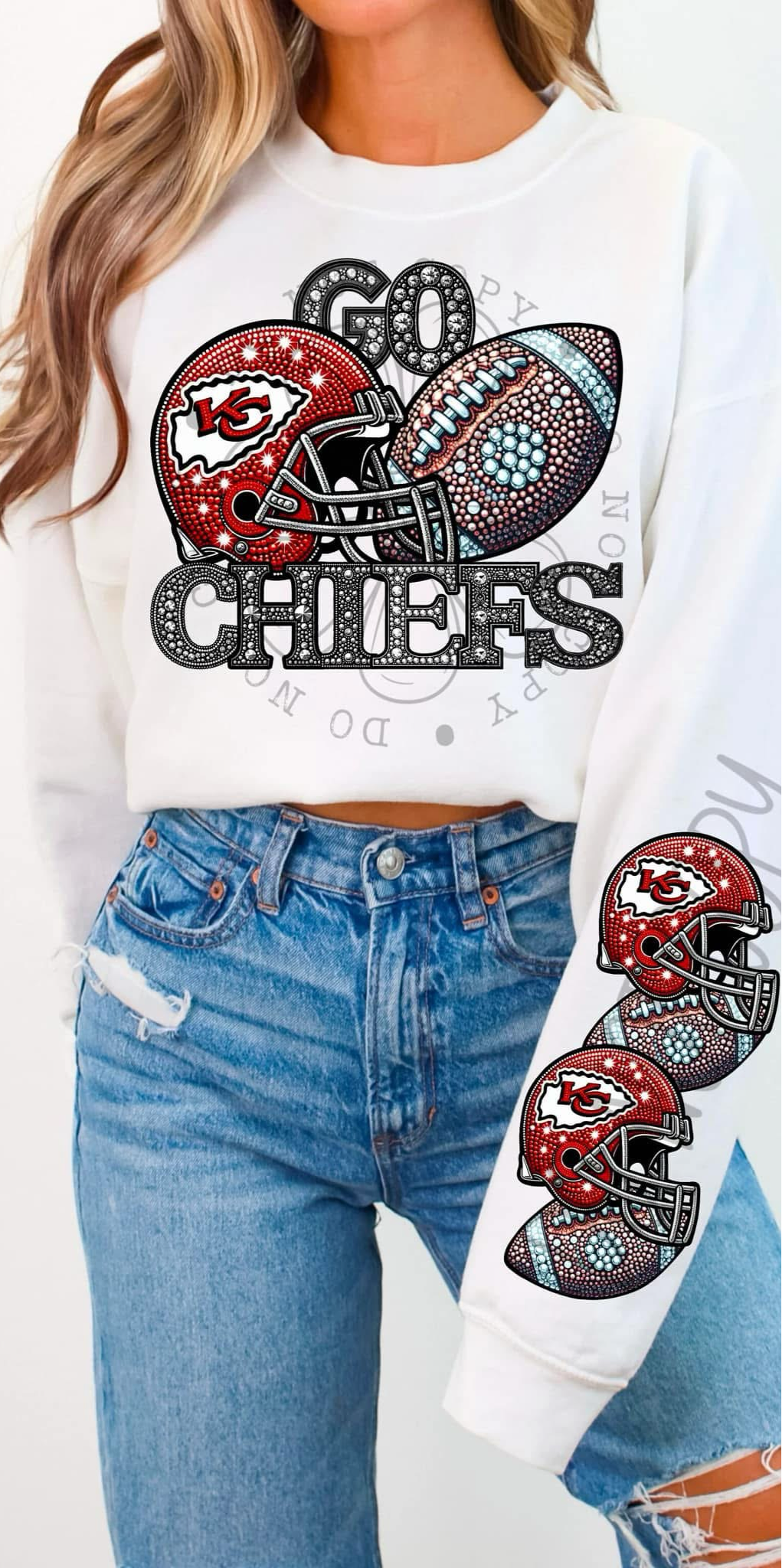 GO Chiefs Turquoise Rhinestons w Sleeve