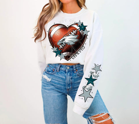 Eagles Football Heart w Sleeve