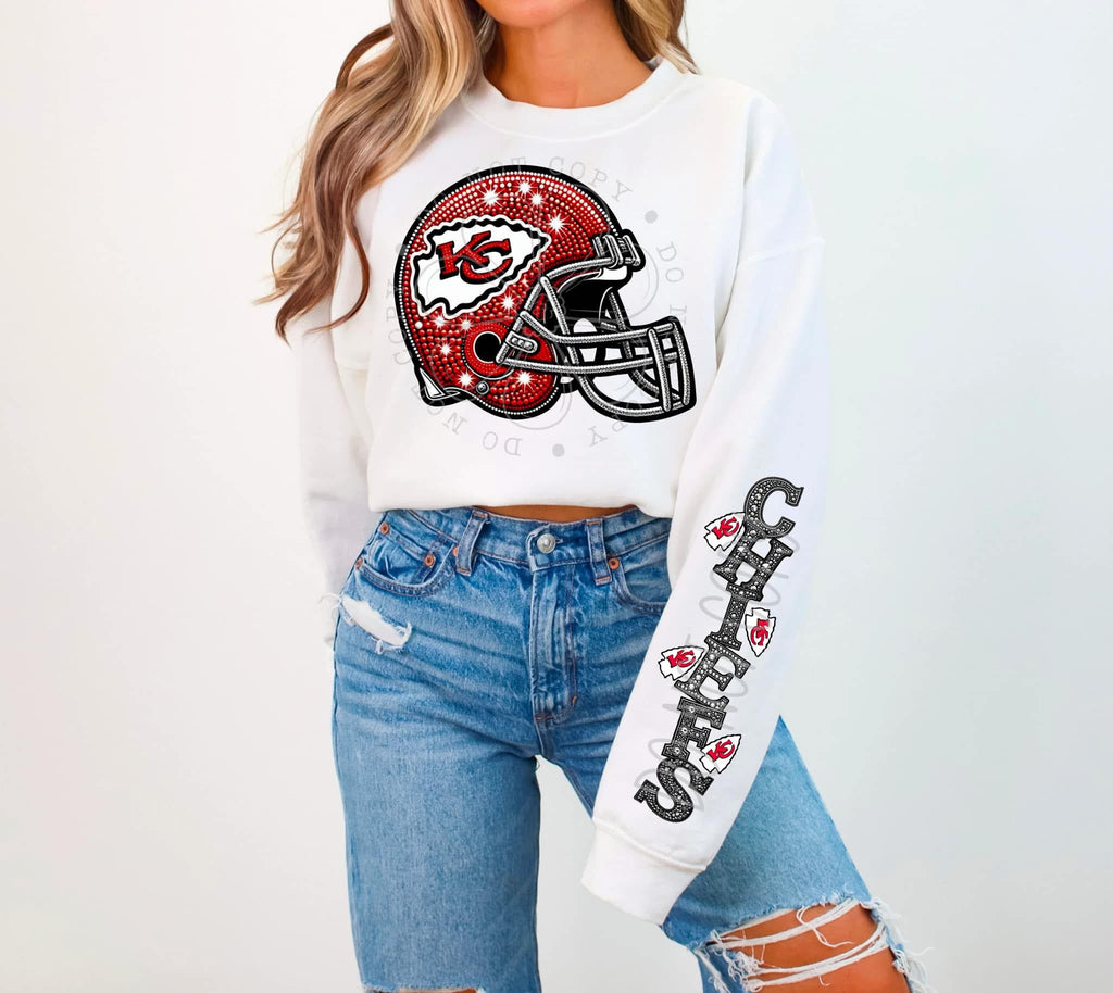 Chiefs Rhinestone Helmet w Sleeve